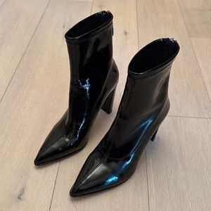 Black Shiny Patent Booties